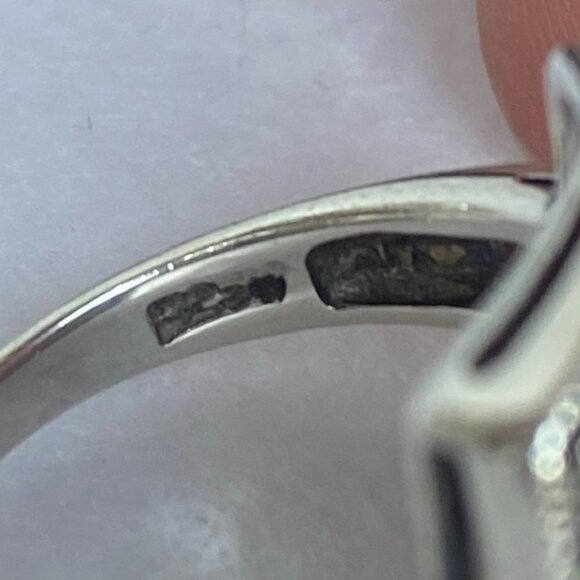 Sterling Silver 925 Square Pink Swirl Enamel Marcasite Halo Ring Sz 6.75 6g - Picture 8 of 16